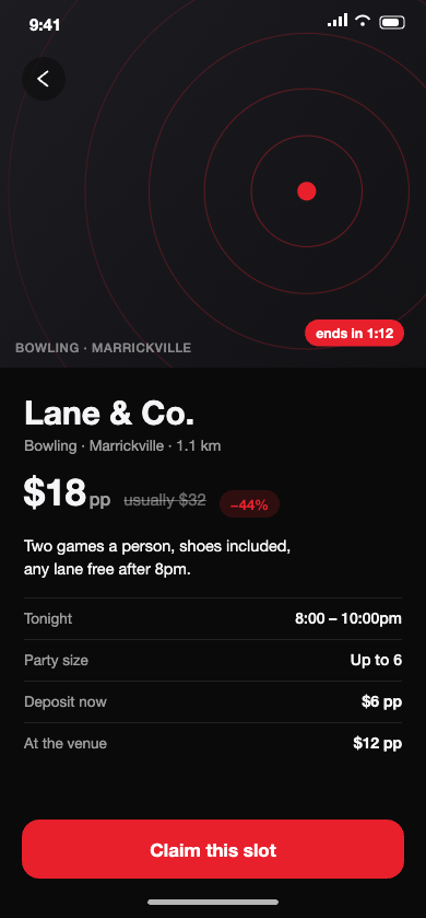 A slot in detail: tonight’s price against the usual one