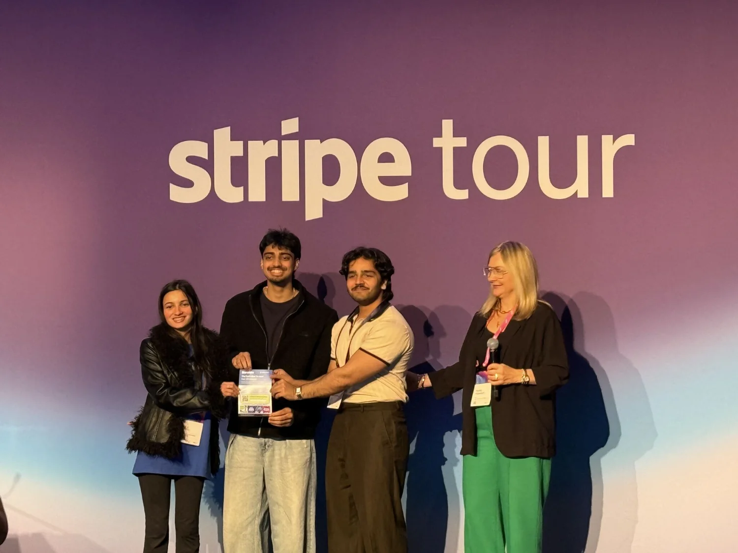 Impulse accepting the Wildcard Award at Stripe Startups Build Day